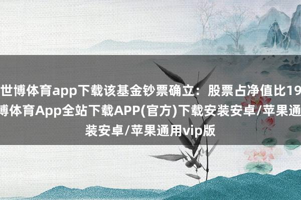 世博体育app下载该基金钞票确立：股票占净值比19.8%-世博体育App全站下载APP(官方)下载安装安卓/苹果通用vip版